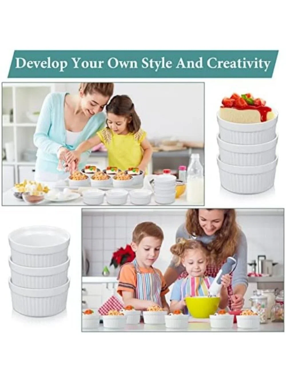 24 Pcs Oven Safe White Porcelain Ramekins for Baking, Desserts & Creme Brulee